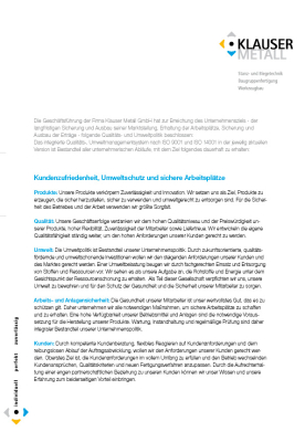 Qualitäts- und Umweltpolitik 